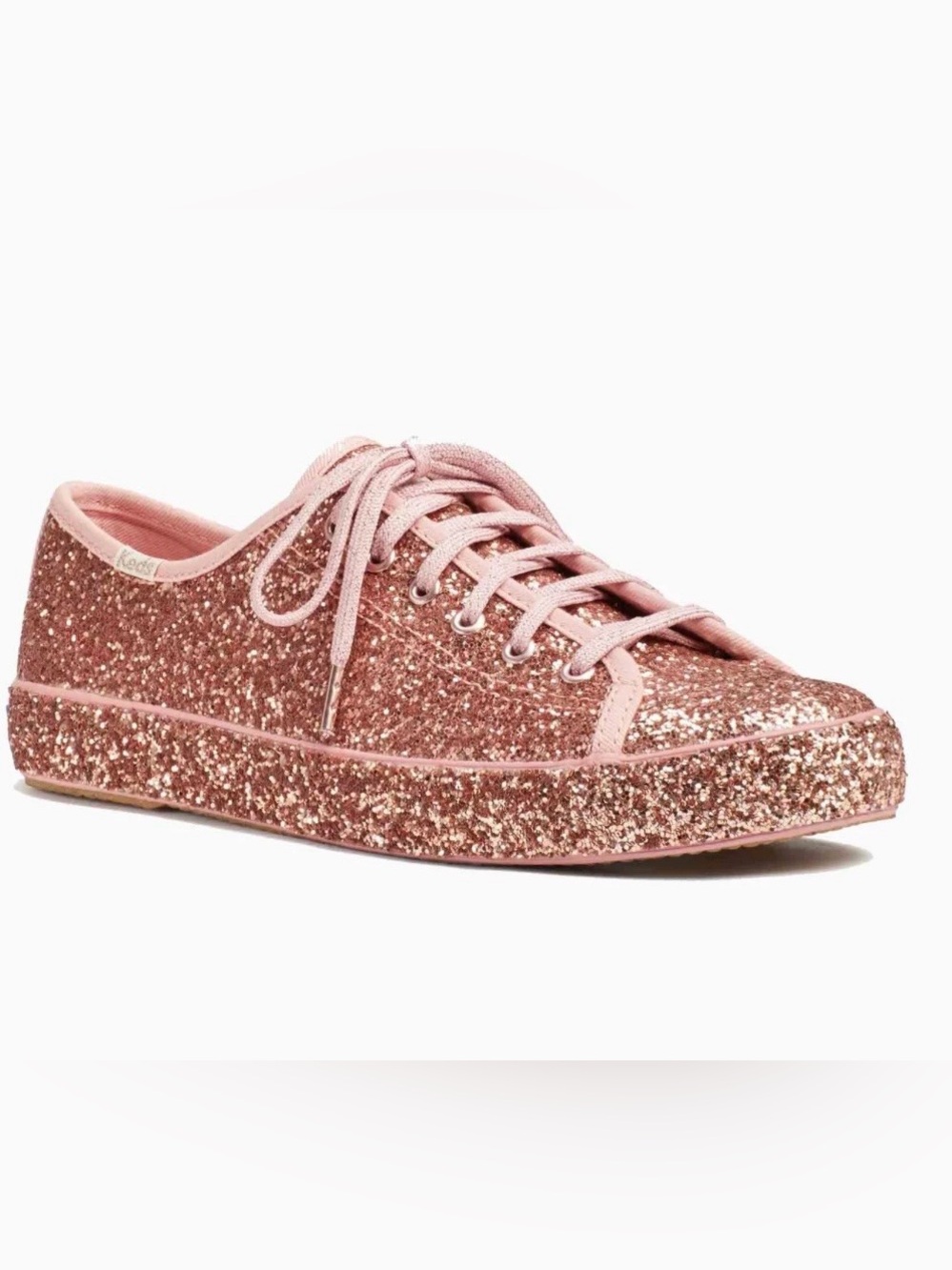 Keds Kate Spade limited edition Pink Rose Gold Glitter Lace-Up Sneakers LN 9